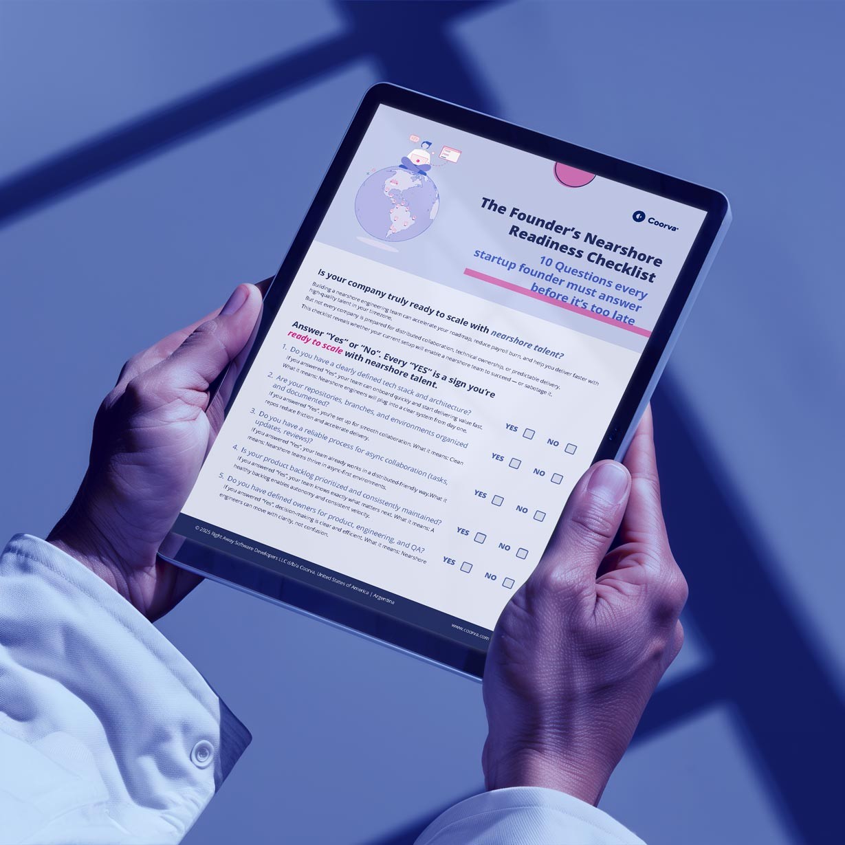 Man holding a tablet showcasing a checklist